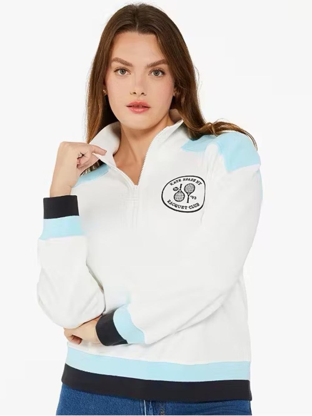 Kate Spade Tennis Racquet Club Quarter Zip Pullover.